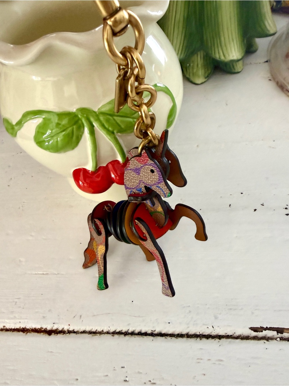 Coach Multicolor Leather Horse Charm/Keychain with Gold Hardware - Picture 2 of 9